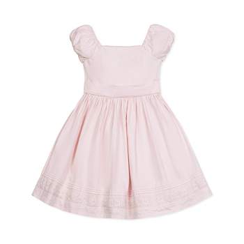 Hope & Henry Girls' Cap Sleeve Special Occasion Sateen Flower Girl Dress with Embroidered Hem, Infant