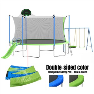ELJGET 12/14FT Trampoline with Slide, Swing & Basketball Hoop, 4-in-1 Outdoor Play Center, Double-Sided Mat, Safety Enclosure Net, for Kids & Adults - 1 of 4