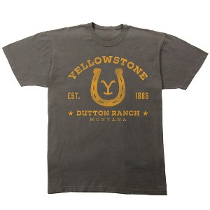 Yellowstone Dutton Ranch Horseshoe Logo Adult Pepper Black Crew Neck Short Sleeve T-shirt - 1 of 3