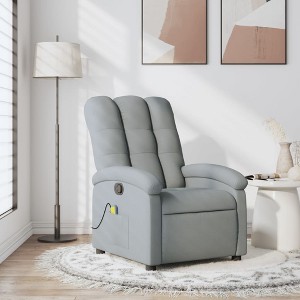 vidaXL Adjustable Massage Recliner Chair-Light Gray Fabric With Vibration Function-Manual Reclining Lounge Armchair For Home - 1 of 4