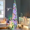 NAYSAYE 7ft Pencil Snow Flocked Artificial Christmas Tree Downswept Branches for Home Holiday Decoration, Green, 30.3"*30.3"*82.8" - 2 of 4