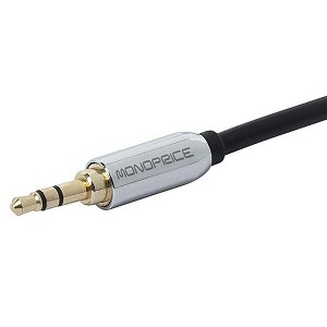 Monoprice Audio Cable - 10 Feet - Black | 3.5mm Stereo Male to RCA Stereo Male Gold Plated Cable for Mobile - 1 of 3
