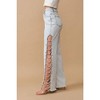 Women's Denim Stretch Jeans Cut Out Sides With Jewels - Blue B - 3 of 4