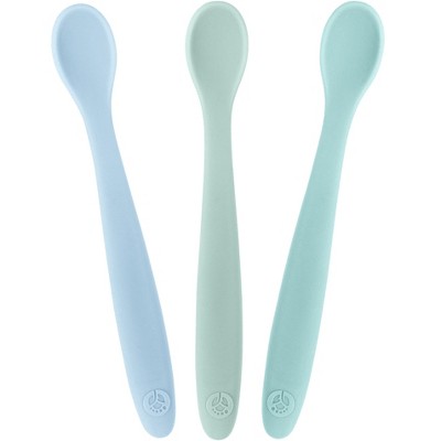 WeeSprout Silicone Baby Spoons, First Stage Infant Feeding Utensils With Soft-Tip, Set of 3