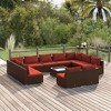 vidaXL 12 Piece Patio Lounge Set in Brown Poly Rattan with Cushions, Modular Design for Custom Arrangement, Suitable for Outdoor Use, Water- Resistant - 2 of 4
