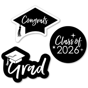 Big Dot of Happiness Black and White 2026 Graduation Party - DIY Shaped Cut-Outs - 24 Count - 1 of 4