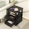 MUUEGM 18.1" Farmhouse Night Stand| Rustic Wood End Table with Charging Station, Open Shelf, 2 Storage Drawers - 3 of 4