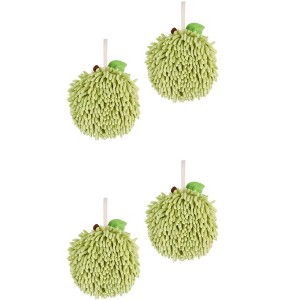 REGALWOVEN Soft Absorbent Fluffy Chenille Ball Bathroom Hand Towels with Wall Hook 4 Pack - 1 of 4