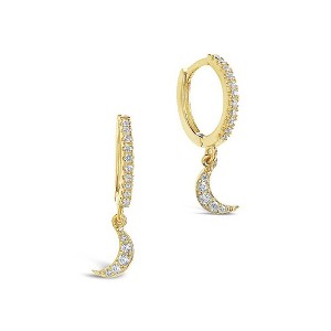 SHINE by Sterling Forever Sterling Silver CZ Crescent Micro Hoops - 1 of 3