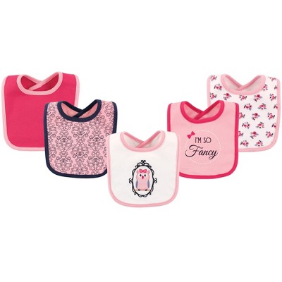 Hudson Baby Infant Girl Cotton Bibs 5pk, Fancy Owl, One Size