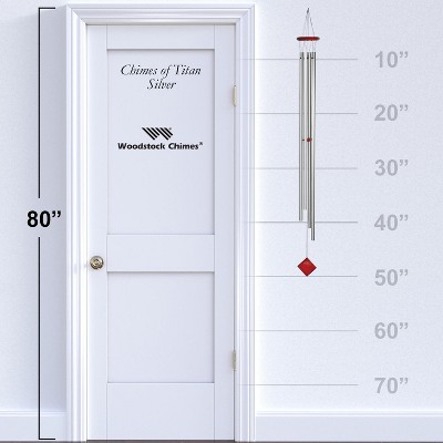 Silver and Red Metal Wind Chime with Pentatonic Scale