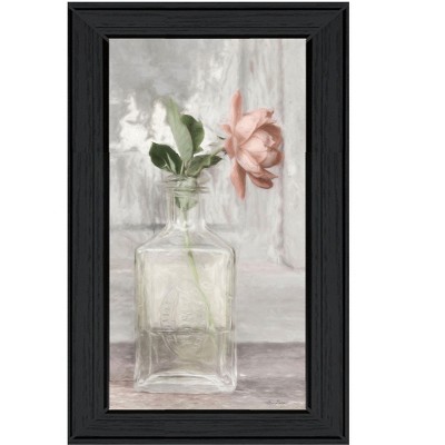 HomeRoots Cottage Peach Rose Black Framed Print Wall Art