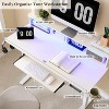 SinCiDo Height Adjustable Electric Standing Desk with Charging Station, 48" Sit Stand Up Computer Home Office Desk with LED Lights, Antique White - 2 of 4