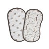Bacati - Football Brown/Gray Muslin 4 pc set of Bibs & Burp Cloths Set - 3 of 4