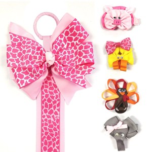 Wrapables Duck, Turkey, Elephant, Pig Ribbon Sculpture Hair Clips with Leopard Hair Clip / Hair Bow Holder - 1 of 4