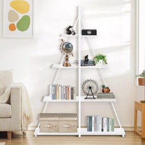 Book Shelf, 4-Tier Bookshelf with A-Shaped Frame, Sturdy Ladder Shelf Display, Wood and Metal Bookcase Storage Organizer for Living Room - 1 of 4