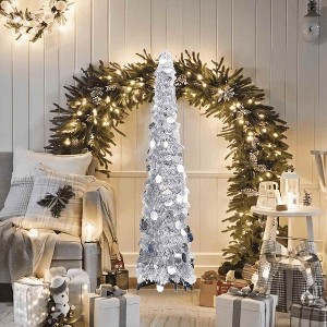 vidaXL Pop-up Christmas Tree Silver PET 47.2 in Collapsible - Silver 4 x 1 ft - 1 of 4