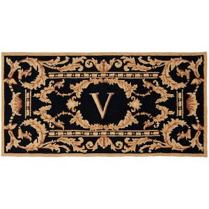 Monogram MON219 Hand Hooked Outdoor Door Mat - Black - 2'6"x4' - Safavieh - 1 of 2