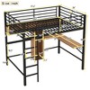 Full Size Metal Loft Bed with L-Shaped Desk, Shelves, and Storage Cabinet, Industrial Frame with Guardrails - 3 of 4