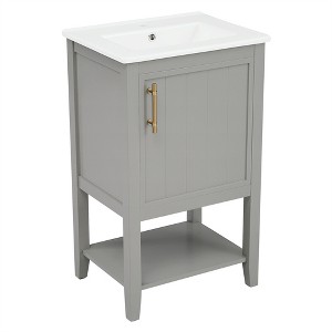 OUTSUPPLY Bathroom Vanity with Sink, Bathroom Cabinet with Soft Closing Door, Storage Rack and Open Shelf - 1 of 4