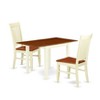 East West Furniture 3Pc Dinette Set Consists of a Small Table and 2 Dinette Chairs with Solid Wood Seat and Panel Back, Buttermilk and Cherry Finish - 2 of 4