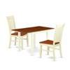 East West Furniture 3Pc Dinette Set Consists of a Small Table and 2 Dinette Chairs with Solid Wood Seat and Panel Back, Buttermilk and Cherry Finish - image 2 of 4