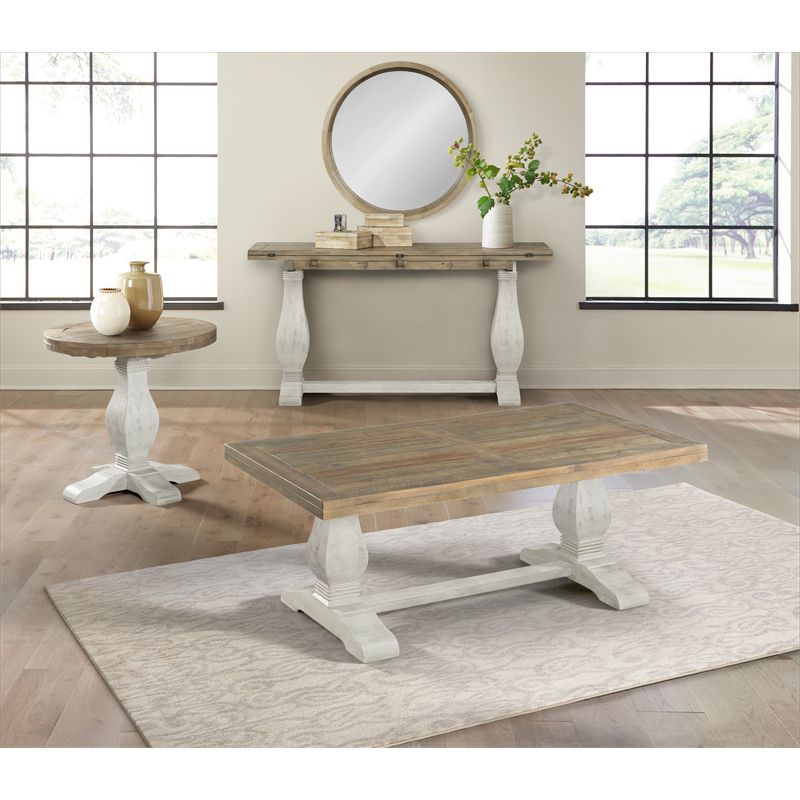 Napa Solid Wood Round End Table White Stain and Natural - Martin Svensson Home, 2 of 7
