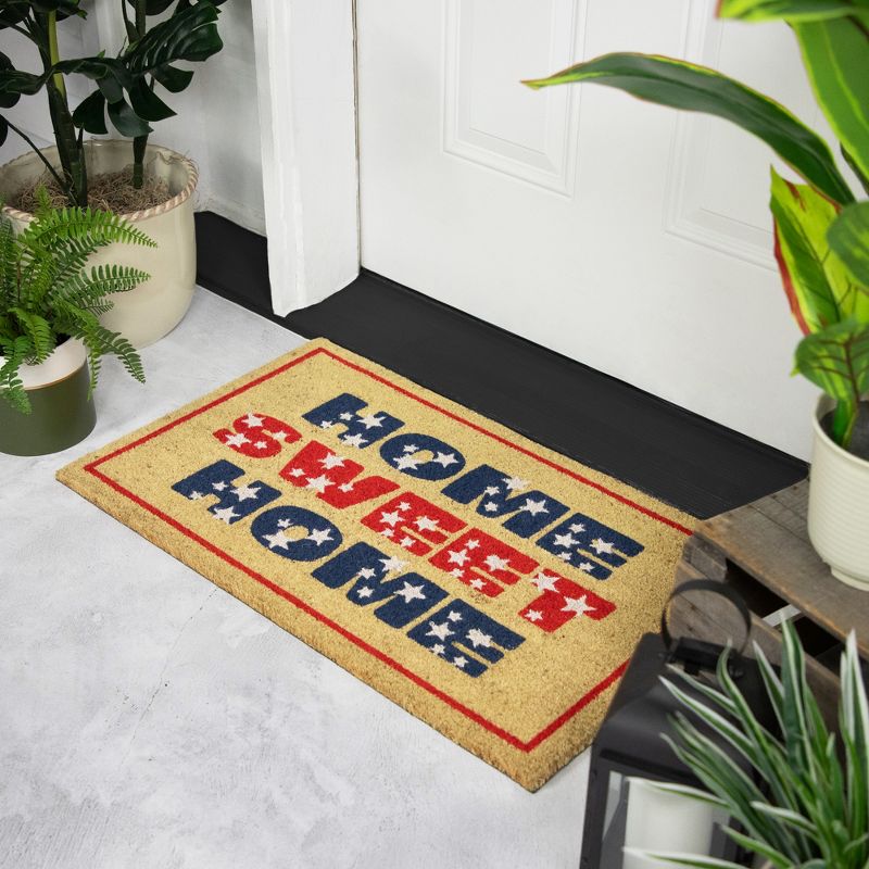Northlight Red and Blue Americana Home Sweet Home Coir Outdoor Doormat 18" x 30", 3 of 7