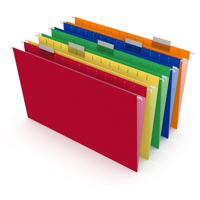 HITOUCH BUSINESS SERVICES Reinforced Hanging File Folders 5-Tab Legal Size Assorted Colors 25/BX