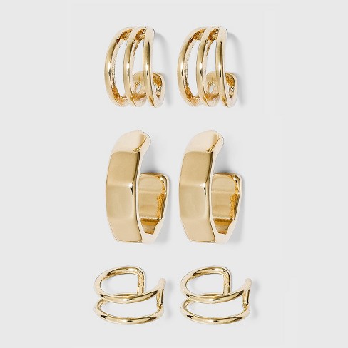 Ear Cuff And Hoop Earring Set 3pc - A New Day™ Gold : Target