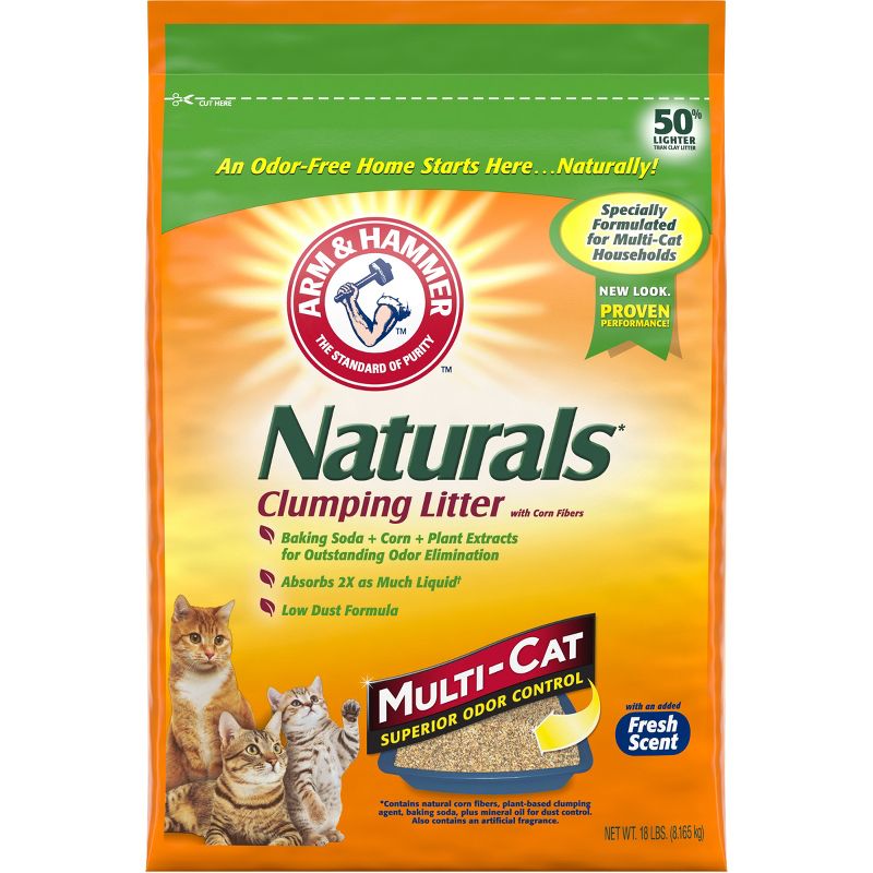 Arm &#38; Hammer Naturals Low Dust Clumping Multi-Cat Litter - 18lbs, 1 of 13