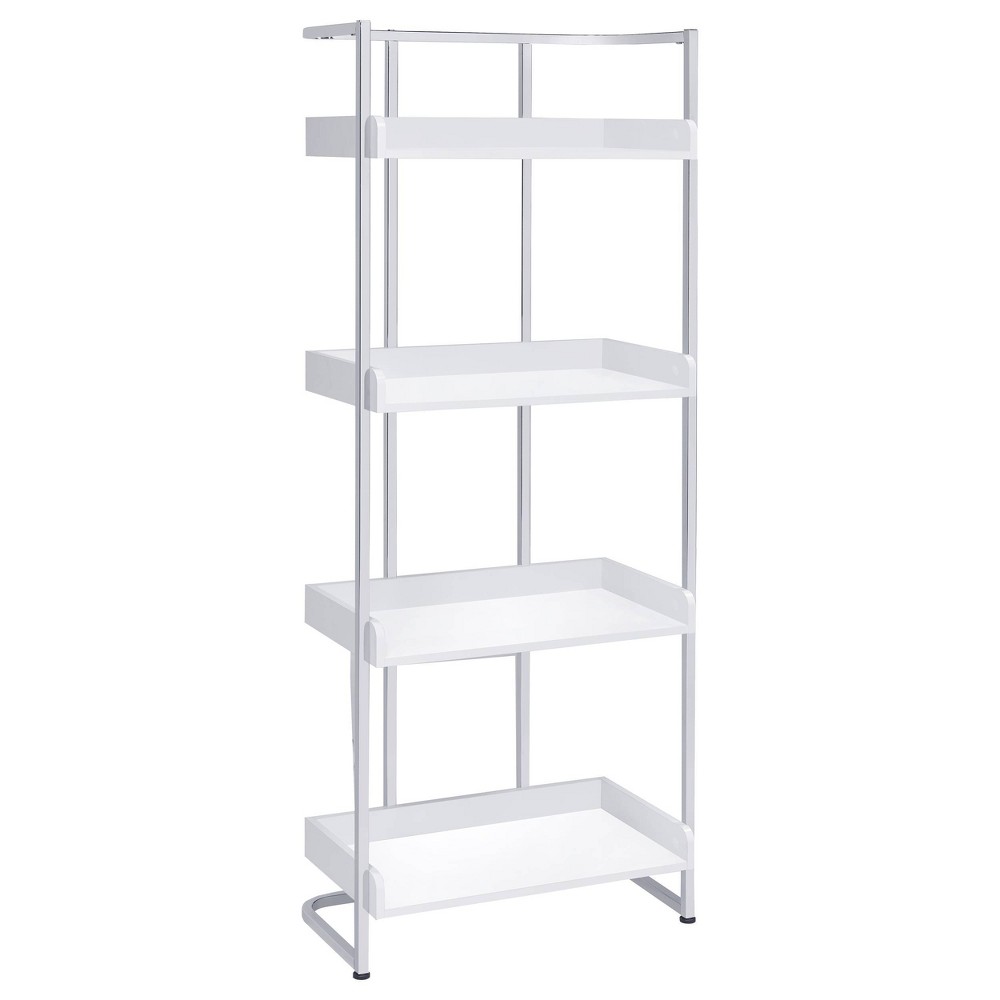 Photos - Garden & Outdoor Decoration 67.5" Ember 4 Shelf Bookcase White High Gloss - Coaster: Laminated, Modern