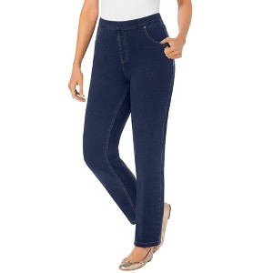 Woman Within Plus Size Knit Denim Straight-Leg Jean - 1 of 4