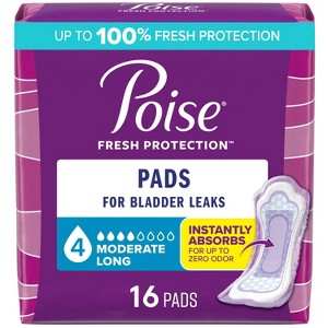 Poise Incontinence Bladder Control & Postpartum Pads - Moderate Absorbency - 1 of 4