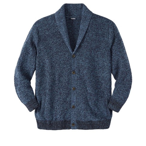 Kingsize Men's Big u0026 Tall Shaker Knit Shawl-collar Cardigan Sweater - Tall  - 8xl, Navy Marl Multicolored : Target