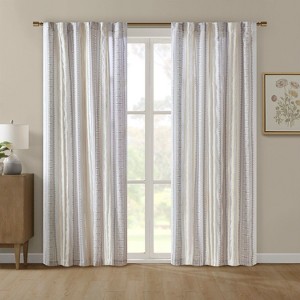 Boho Style Light Filtering Farmhouse Window Panels, Shu Velveteen Trim Microfiber Lining Curtain for Extravigant Decor Style - 1 of 4