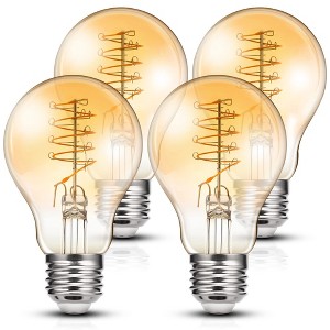 DORESshop 60-Watt Equivalent Vintage LED Edison Bulbs 4-Watt Antique LED Filament Bulb A19 2700K Warm White Non Dimmable 4-Pack - 1 of 4