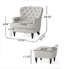 Ridstar Upholstered Fabric Soft Lounge Chair & Accent Chair Set With Arm, Matching Ottoman For Bedroom, Drawing Room-Light Grey - 3 of 4