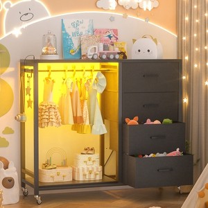 Aheaplus Dressers with Clothes Rack, Charging Station and Led Light, 4 Drawers Dresser for Bedroom - 1 of 4