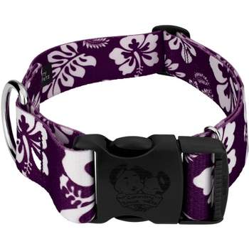 Country Brook Petz 1 1/2 Inch Deluxe Purple Hawaiian Dog Collar