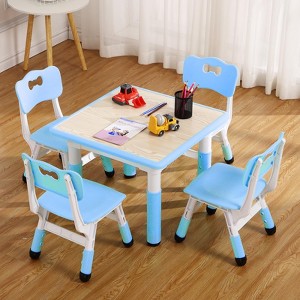 Kids Table and Chairs Set, Graffiti Desktop Plastic Children Art Table, Height Adjustable Toddler Table and Chair Set for Kids Ages 3-10 - 1 of 4