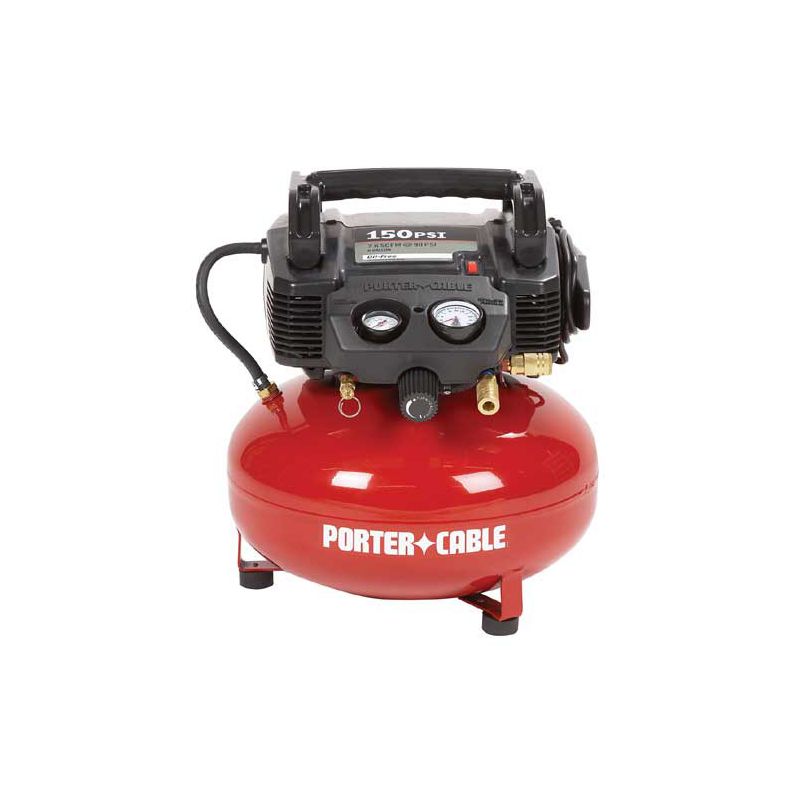 Porter-Cable C2002R 0.8 HP 6 Gallon Oil-Free Pancake Air Compressor Manufacturer Refurbished, 1 of 8