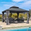 PURPLE LEAF Outdoor Gazebo Aluminum Frame Galvanized Steel Double Roof Patio Hardtop Gazebo with Curtains and Netting for Patio Lawn and Garden - 2 of 4