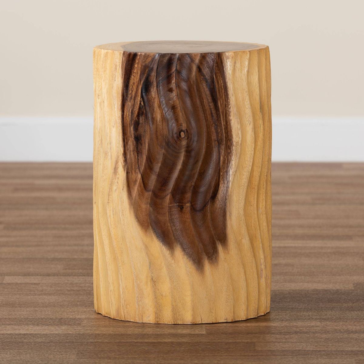 bali & pari Fuchsia HandCarved Suar Wood Side Table Natural Brown - thumbnail 8