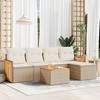 vidaXL 6 Piece Patio Sofa Set with Cushions Beige Poly Rattan - Beige and Cream With Table - 2 of 4