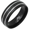 Steeltime Men's two tone black ip and stainless steel band ring ring black glittery film inlay. Size 9-12 - 2 of 4