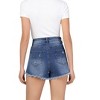 Women's Mid - Rise Distressed Denim Shorts with Frayed Hem, Casual Ripped Jean Shorts for Summer - 4 of 4