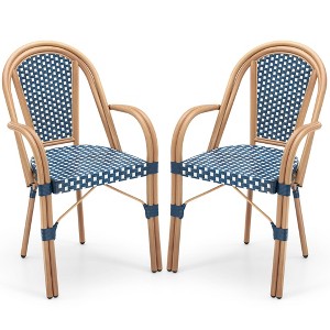 Tangkula Outdoor French Bistro Chairs 2 PCS w/ Armrests Galvanized Metal Frame - 1 of 4