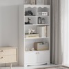 63 Inch Tall Bookcase with 6 Cubes and 2 Doors, Modern Floor Standing 5-Tier Bookshelf with Storage Cabinet, Wooden Display Storage Organizer for - 2 of 4