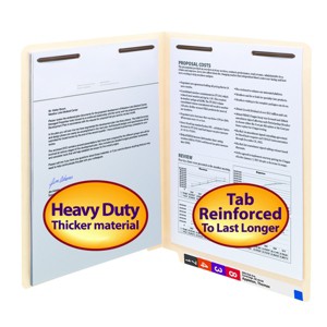 Smead End Tab Fastener File Folder, Shelf-Master  Reinforced Straight-Cut Tab, 2 Fasteners, Letter Size, Manila, 50 per Box (34215) - 1 of 4